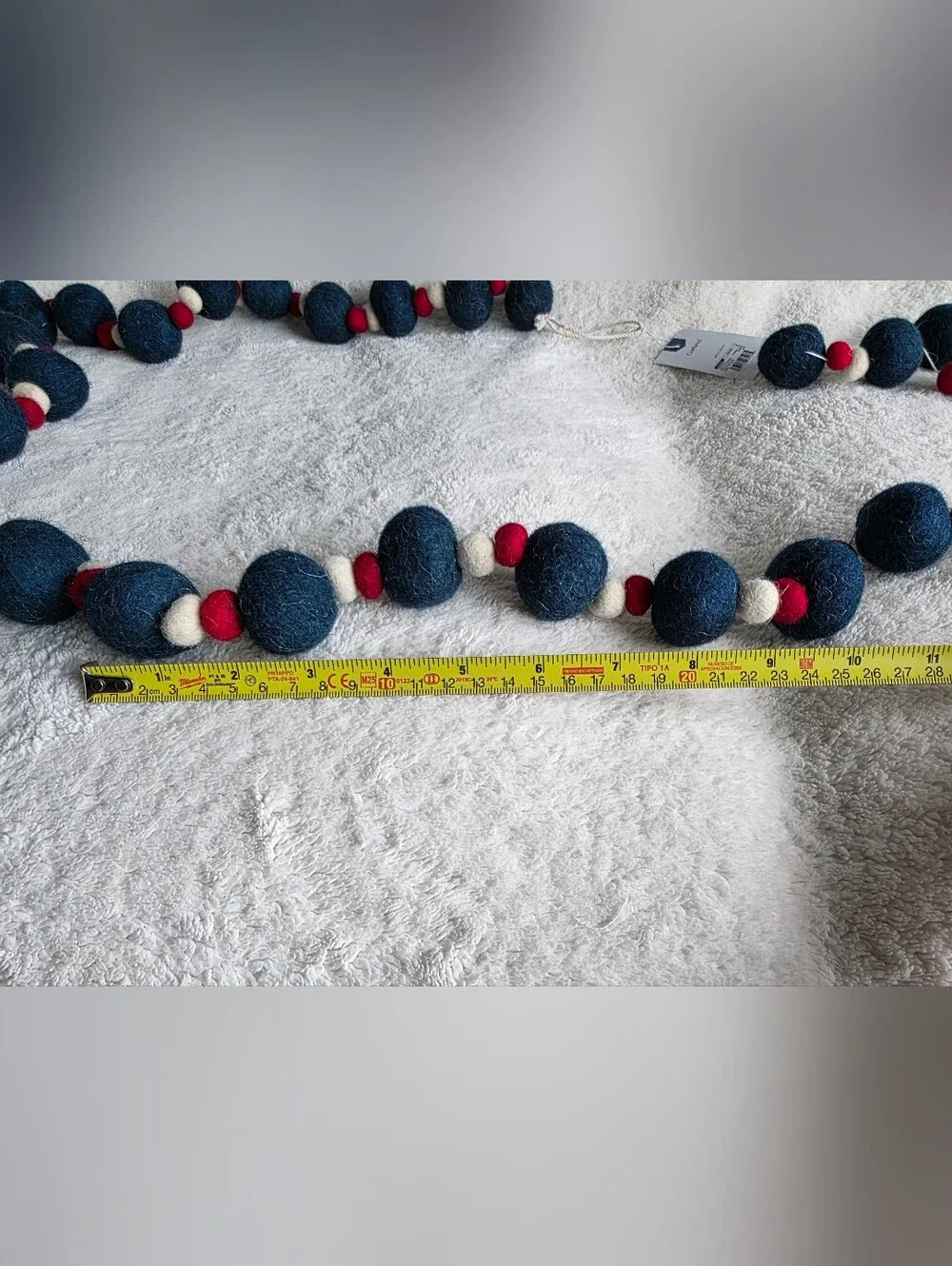 Bundle of 2 New Red White Blue Beaded Felt wool Garland 72